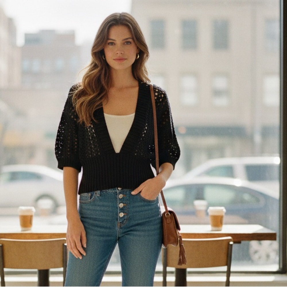 Boutique Anthro Style Knit Dolman Kimono Sweater